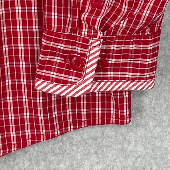 Vintage Y2K Parish Nation Red White Gingham Design XXXXL Long Sleeve - Picture 6 of 12